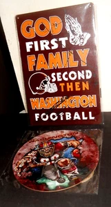 Washington Commanders Metal Wall Signs (2) New 12"x8" & 8" DIa Round Ships Free - Picture 1 of 3