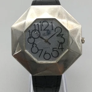 Vtg Pearl Watch Women 45mm Silver Tone Leather Band New Battery - Picture 1 of 16