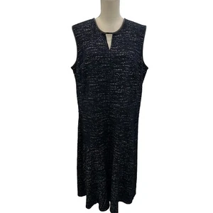 Neu ohne Etikett Nic Zoe ärmelloses Etuikleid Damen schwarz Kunstlederbesatz Tweed 1X - Bild 1 von 9