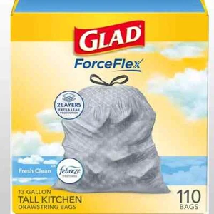 Glad Tall Kitchen Drawstring Trash Bags- Odorshield 13 Gallon bags 110 count - Picture 1 of 5