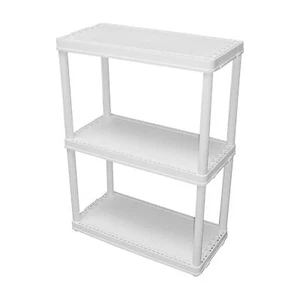 Gracious Living 3 Shelf Fixed Height Solid Light Duty Home Storage Unit, White - Picture 1 of 7