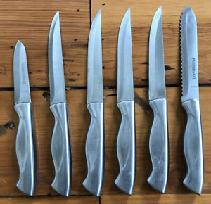 Set Lot 6 Farberware Stainless Steel Kitchen Steak Paring Serrated Knives