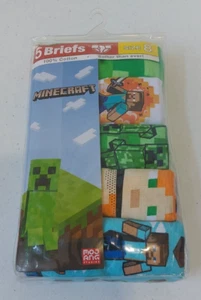 NEW Mojang Minecraft 5 Pack of Boys 100% Cotton Briefs Size 8 - Picture 1 of 3