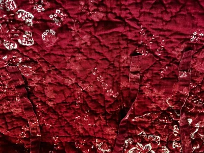 Pottery Barn Acolchado Pickstitch Floral Euro Sham Mezcla de Lino Rad y Blanco 24”x24” Foto 1 de 4