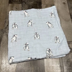 Star Wars R2D2 baby swaddle blanket Pottery Barn Kids organic cotton muslin - Picture 1 of 4