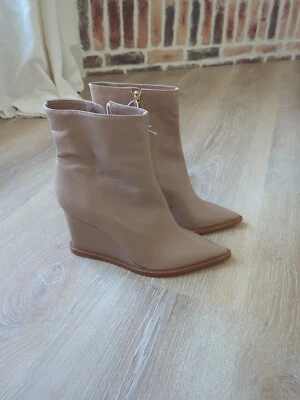 Free People Vicenza Firenze Botines de Cuña Cuero Tostado Botas de Cuña Talla 10 Nuevos Foto 1 de 4