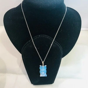 Vtg Cute Retro Plastic Opalescent Owl Pendant Necklace  - Picture 1 of 8