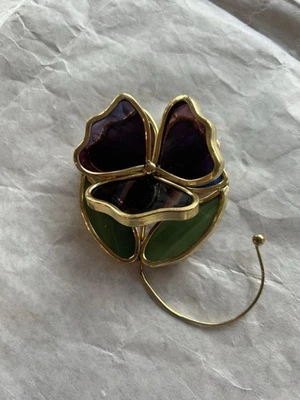 Винтажный ручной работы витраж подвесной Sun Catcher фиолетовый цветок цветок - Изображение 1 из 4