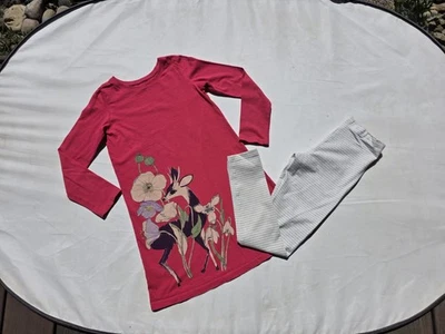 Leggings de vestir para niñas Tea Collection 7 8 ciervos flores rosa Foto 1 de 4