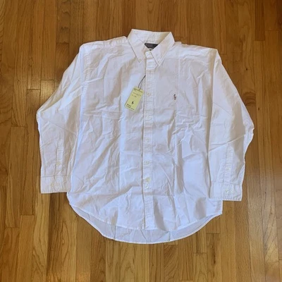 White Polo Ralph Lauren Dress Shirt Flesh Pony Button Down Oxford Yarmouth NWT - Image 1 of 3