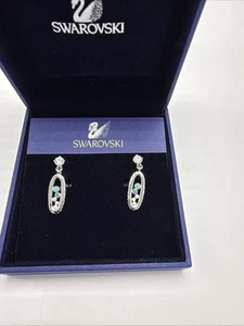 VTG $50 Swarovski Silvertone drop earrings multicolor 1 inch SW - Picture 1 of 5