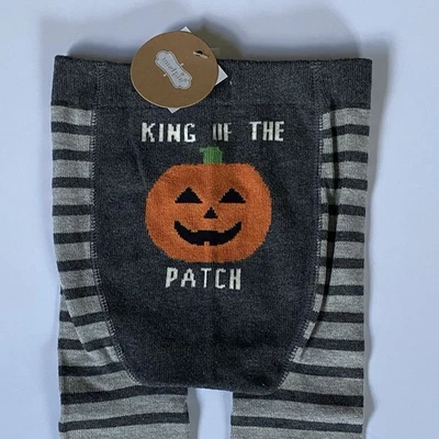 Pumpkin Leggings Size 6 12 Months New NWT King Of Patch Gray Knit Halloween Fall - Image 1 of 4