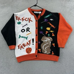 Cardigan Halloween Vintage Alison Craig Maglione Donna XL Manica Lunga Bottoni - Foto 1 di 11