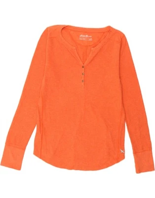 EDDIE BAUER Womens Top Long Sleeve UK 14 Large Orange Cotton TU12 - Image 1 of 3