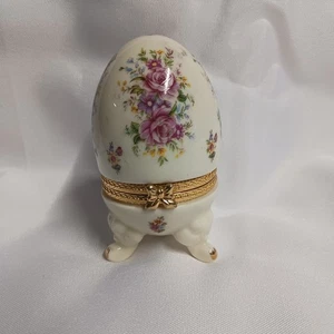 Vintage Formalitäten von Baum Brothers Porzellan Schmuckschatulle in Eiform - Bild 1 von 8