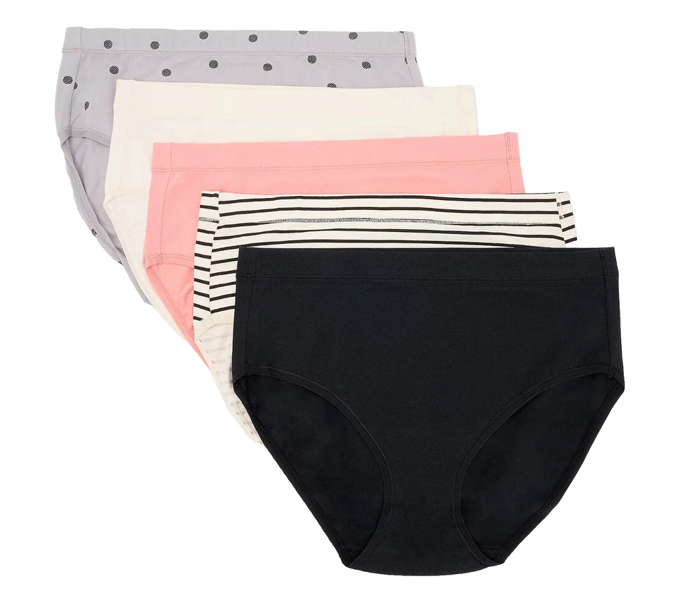 Cuddl Duds~Set of 5~Cotton Core Modern Briefs~Small~Grey Dot~A640974   11091 - Image 1 of 1