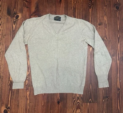 Vintage Pendleton Cashmere Sweater Mens  Pullover Made USA Lambswool 90s Tan - Image 1 of 4