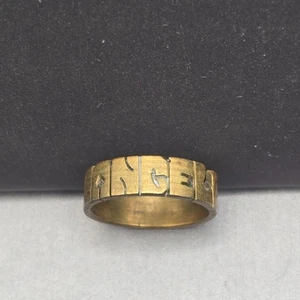 Anillo de Colección Latón 'Ángel' Rúnico Grabado 5mm Banda Talla 4 Personalizado 2.19g Vikingo - Imagen 1 de 6