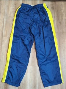 Vtg Y2K Nike Pants Youth Size XL 16-18 Navy Blue Yellow Lined Baggy Parachute - Picture 1 of 13