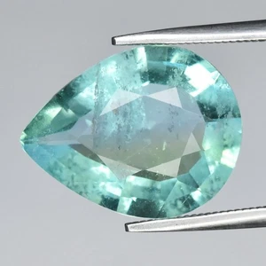 π 7.27ct 15x11.8mm Pear Natural Bluish Green Fluorite - Africa Gemstone - Picture 1 of 4