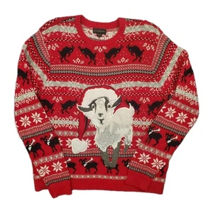Suéter Feo Navidad Blizzard Bay Para Hombre Talla L Rojo Fair Isle Cabras DEFECTO, ENGANCHES - Imagen 1 de 12