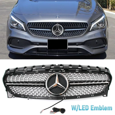 For 2013-2019 Mercedes Benz W117 CLA250 Front Bumper Grille Grill W/LED Star New Foto 1 de 4