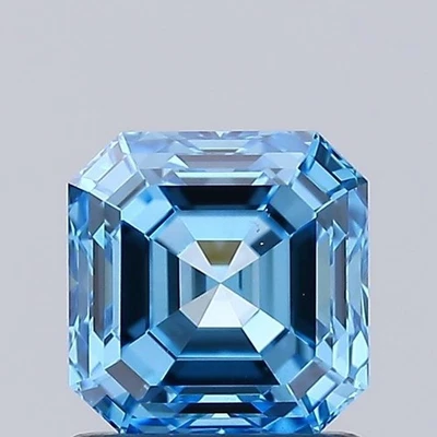 Asscher 1.06ct Fancy Vivid  Blue VS1 HPHT IGI loose lab grown diamond - Image 1 of 3