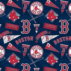 26"L x 60"W MLB Boston Red Sox Major League Baseball Logo Blue Cotton Fabric 144 - Picture 1 of 1