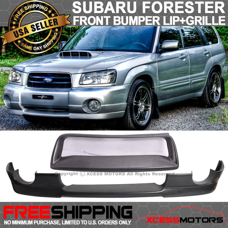 For 03-05 Subaru Forester Sg5 DS PU Front Bumper Lip + PU Hood Grille Foto 1 de 4