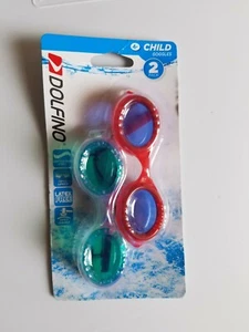 Paquete de 2 gafas de natación para niños Dolfino 4+ sin látex nuevas en paquete (B-8) - Imagen 1 de 2