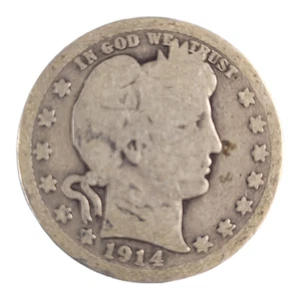 1914 - D US Barbiere 90% Argento Quarto Moneta Collezione - Foto 1 di 2