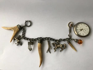 Charivari Silber 8 Anhänger Silber Taschenuhr Silber 1910 - Bild 1 von 12