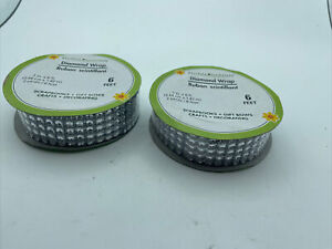 Lot of 2 Floral Garden Diamond Wrap Ribbon 1” Inch 6 Ft. /2 Yards) Silver