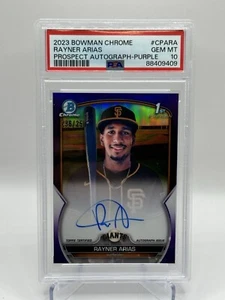 2023 Bowman Chrome 1st RAYNER ARIAS Purple Refractor Autograph /250 PSA 10 - Picture 1 of 3