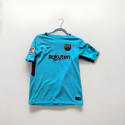 巴塞罗那 FC 2017 2018 Nike Away 球衣 尺码 Youth L 带西甲徽章 — 第 1/2 张图片