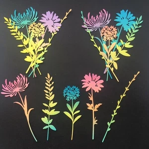 Large Wild Meadow Flowers Die Cuts - Assorted sets of 15 pieces, Card Making