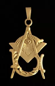 Masonic Vintage Emblem Pendant in Stainless Steel (Gold Plated) - (MM5-PG) - Picture 1 of 1