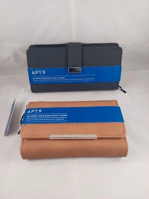 @@Apt. 9 Safe Keeper коричневый и темно-синий клатч бумажник с зарядным устройством и RFID блокировки@@ - Изображение 1 из 4