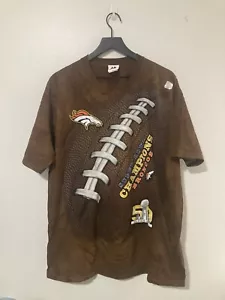 Vintage Denver Broncos Super Bowl 50 Shirt Champions 2016 Peyton Manning Size XL - Picture 1 of 5