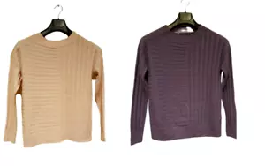 Marks & Spencer Women's Knitted Crew Neck Dusted Pink & Purple Jumper (S & L) - Picture 1 of 9