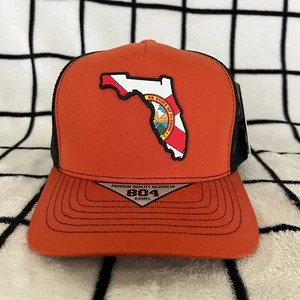 State of Florida Logo Snapback Trucker Hat - Org/Blk - 804 Kamel - Brand New - Picture 1 of 5