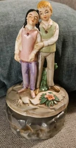 Vintage Japan 1970 Rotating Music Box "Where Do I Begin" LOVE STORY Song. - Picture 1 of 5