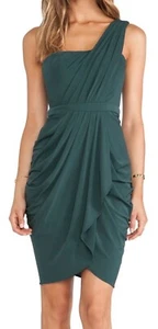 NWT BCBGMAXAZRIA Julieta One Shoulder Dress in Fern Draped Party Cocktail 2 XS - Picture 1 of 9