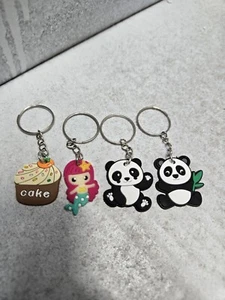 Keychain Lot. Pandas, Mermaid, Cake, Backpack Pendants - Picture 1 of 1