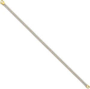4.5 Ct Round Created Diamond 2-Row Tennis Bracelet Solid 14K Yellow Gold 7.25" - Picture 1 of 8