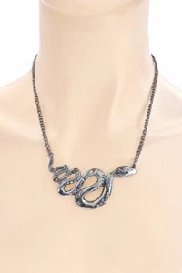 Gunmetal Mamba Snake Serpent Necklace Casual, Urban, Hip Hop Jewelry - Picture 1 of 2