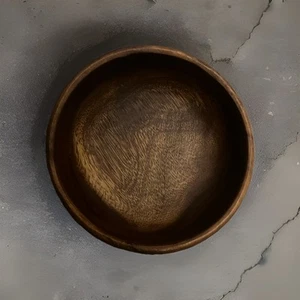 Vintage '70s Hand Carved Round Wooden Bowl/Trinket Bowl Philippines - Picture 1 of 4