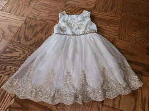 rare editions girls dress size 6 Beige/Gold - Picture 1 of 19