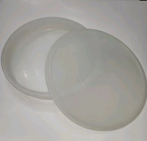 Portador de cupcakes vintage Tupperware Pie 12" redondo 242-1 y tapa 224-5 lechoso - Imagen 1 de 15