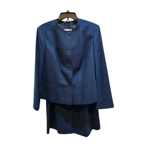 Vintage Pendleton Wool Suit Skirt Dark Blue Lined Front Sz 14-16 Plus Career - Picture 1 of 17